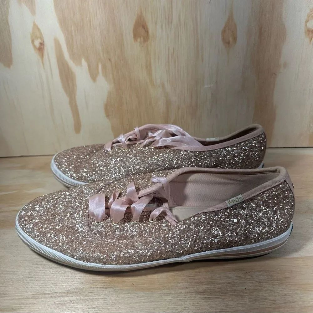 Keds Kate Spade Rose Gold Sparkling Sneakers Women’s Size 10
